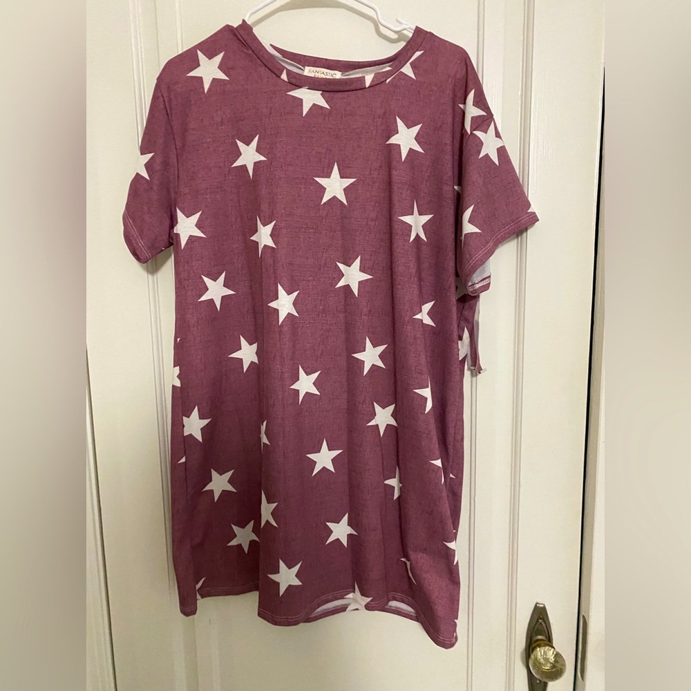 Star Print Dress w/ Fringe